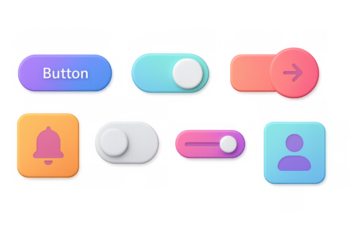 Colorful 3d ui elements for modern interface design
