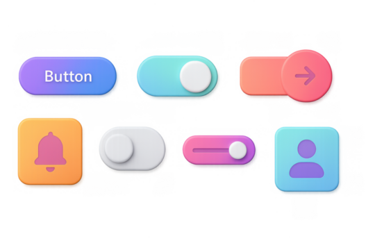 Colorful 3d ui elements for modern interface design