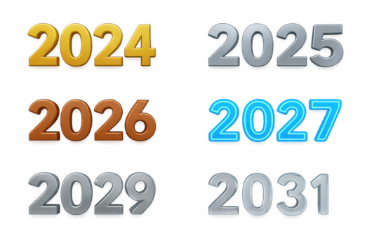 Colorful futuristic years in 3d design