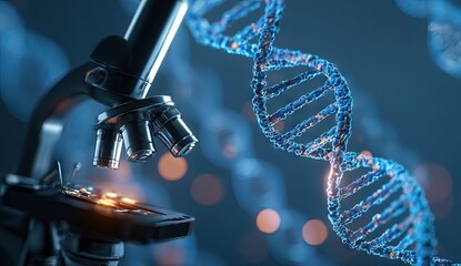 Microscope and DNA Double Helix in Scientific Research.