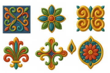 Colorful ornamental tile designs with intricate patterns for home decor