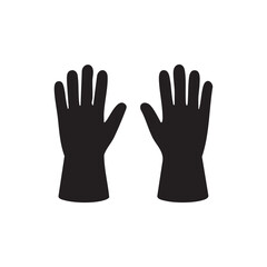 Pair of Protective Gloves Emphasizing Safety and Hygiene with a Clean Simple Black Silhouette Against a White Background
