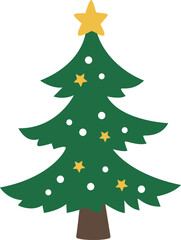 Green Christmas Tree clipart isolated. 
Christmas Trees with Star Decorations flat Vector Illustration.
Transparent background.svg.