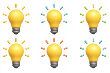 Colorful light bulbs with glowing halo effect in modern design