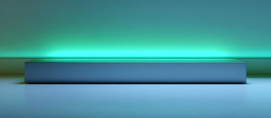 Simple box on glossy surface with green gradient light reflecting above