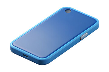 Sleek blue 3d smartphone model with transparent screen isolated isolated on transparent background