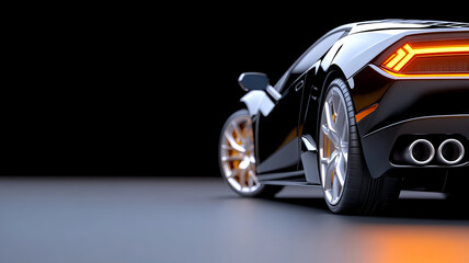 Sports car metallic surface luxury modern orange light rear view speed power Sleek sports car