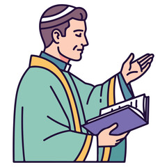 Clergyman delivering a sermon with open book and gesture.