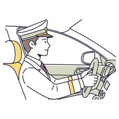 Professional Driver Focused on Driving a Vehicle.