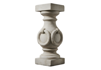 A decorative stone baluster with ring accents isolated on transparent background, a classic architectural element adding elegance to any design