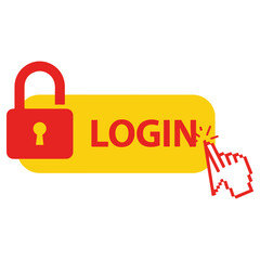 Secure Login Button with Padlock and Cursor Click.