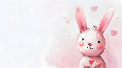 Obraz premium watercolor painting kawaii cute stuffed bunny