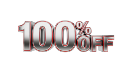 100% off sale discount promotion isolated PNG with Transparent Background