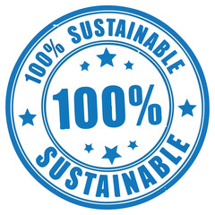 Sustainable product label showing 100 percent sustainability guarantee.