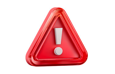  3d cartoon, red triangle warning sign with exclamation mark icon on a transparent background,v.png 