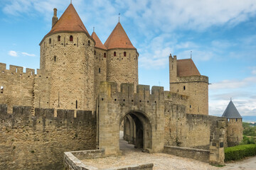 Fototapeta premium Medieval city of Carcassonne and its fortress castle, France