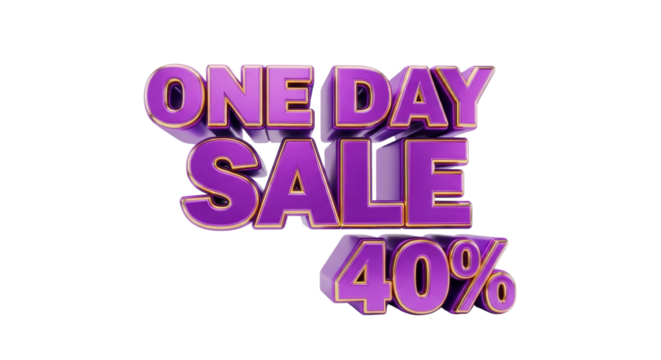 One Day Sale 40% off promotional graphic isolated PNG with Transparent Background