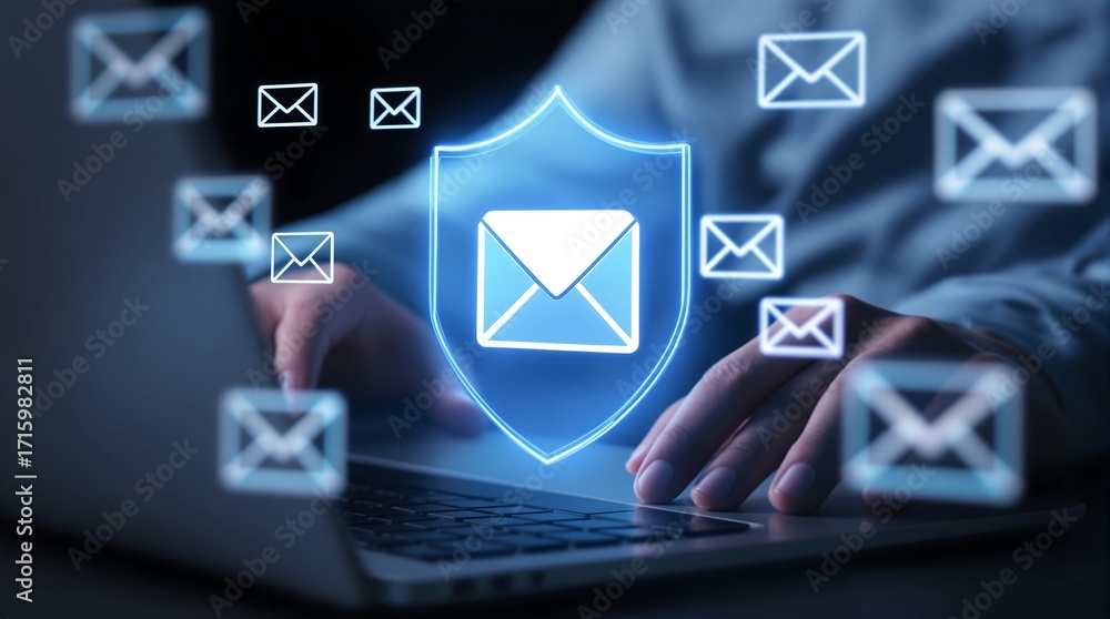Poster email security cyber security data protection secure email service safe email communication privacy 