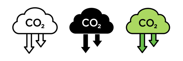 CO2 emissions icon Simple linear vector illustration set stroke, filled and colored concept for web design.