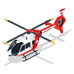 Medical helicopter in flight for emergency rescue operations. © Basecamp
