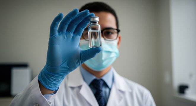 Scientist Holding Medical Vial - Powered by Adobe