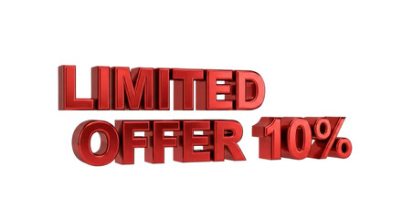 Fototapeta premium Limited Offer 10 percent discount sale isolated PNG with Transparent Background