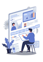 Man Analyzing Business Data on Large Digital Dashboard