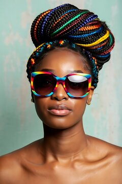 Radiant Beauty: Confident Woman Embracing Colorful Style for Fashion, Beauty, and Youthful Lifestyle Campaigns. Express Yourself!