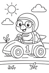 Fototapeta premium Racer Turtle Coloring Page for Kids