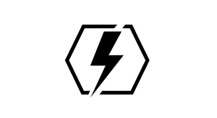 Electric bolt symbol within hexagon