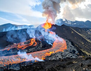 Volcanic Eruption Landscape View