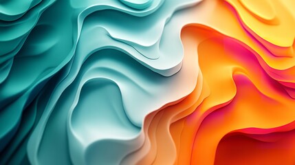 3D Rendering of Swirling Multi-Colored Liquid Paints