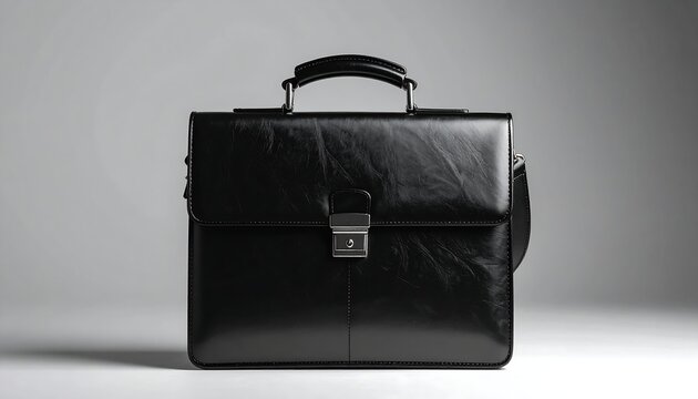 Black leather briefcase