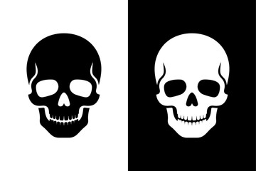 Skull Icon Silhouette. Flat Design Vector Illustration in Black and White