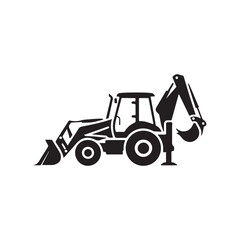 Fototapeta premium Heavy duty backhoe loader farming equipment solid black icon