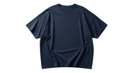 Dark blue plain T-shirt for casual wear isolated PNG with Transparent Background