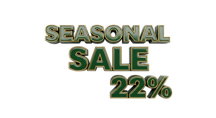 Seasonal sale 22 percent text design for online promotion isolated PNG with Transparent Background
