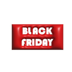 3D Black Friday sale text on red balloon with discount symbol. 
