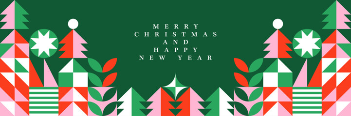 Merry Christmas and Happy New Year geometric banner