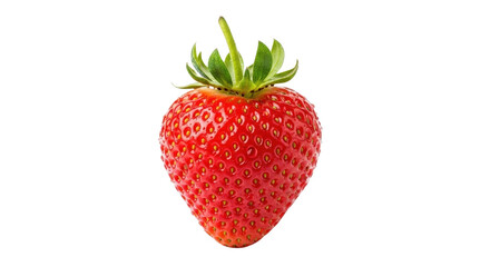 Single ripe red strawberry, perfect for commercial use isolated PNG with Transparent Background