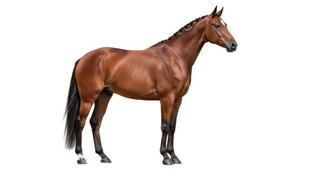 Elegant brown horse portrait for equestrian sports and rural countryside themes isolated PNG with Transparent Background