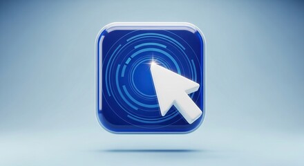 Modern blue clickable button icon with ripple effect design