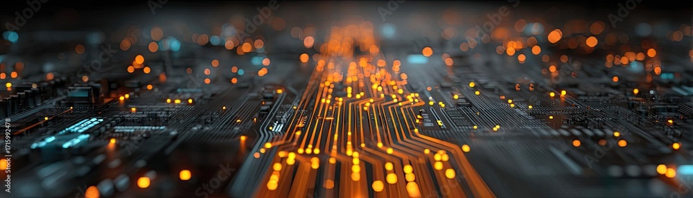 Poster cybersecurity audit checklist over digital circuitry concept. abstract representation of a digital c