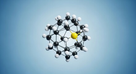 Molecular structure with highlighted central atom in 3d rendering