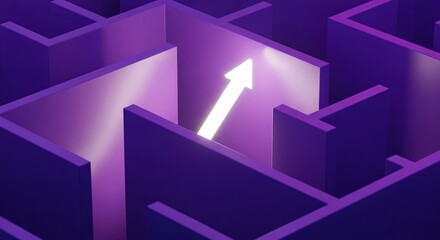 Purple maze with illuminated path showing direction and solution