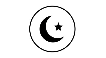Crescent moon and star symbol within a circle