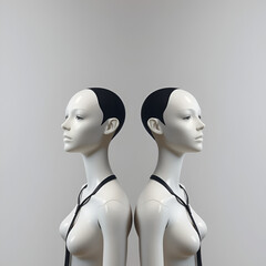 Symmetrical Education: Side-by-Side Mannequins. Photo