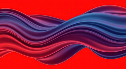 Vibrant red background with flowing blue and purple waves
