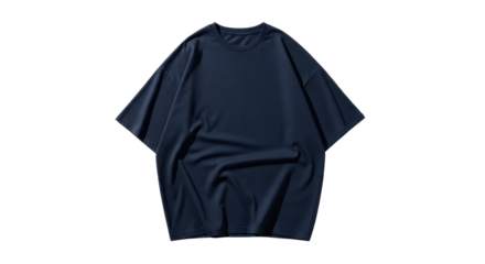 Dark blue oversized t-shirt mockup for casual fashion isolated PNG with Transparent Background