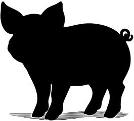 black and white pig vector